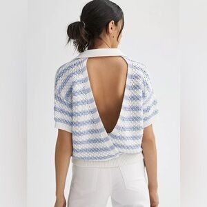 Anthropologie Maeve Grace Open-Back Polo Sweater